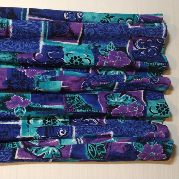 Vintage Jessica Scott Blue Purple And Teal Floral Midi Skirt With Pockets Size M - Picture 7 of 8